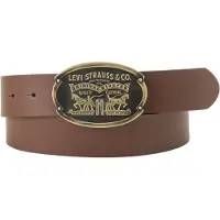Levi's Ledergürtel "Billy Plaque Belt", Damen, Gr. 115, braun (medium braun), Rindsleder, Gürtel Ledergürtel, mit markanter Koppelschließe