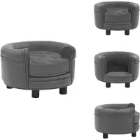 vidaXL Hundesofa Grau 48x48x32 cm Plüsch und Kunstleder - Hundebetten