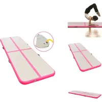 vidaXL Aufblasbare Gymnastikmatte mit Pumpe 500x100x10 cm PVC Rosa - Yoga- & Pilatesmatten