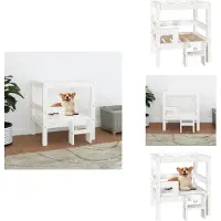 vidaXL Hundebett Weiß 55,5x53,5x60 cm Massivholz Kiefer - Hundebetten