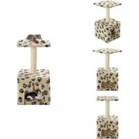 vidaXL Katzen-Kratzbaum Sisal 55 cm Beige Pfoten-Aufdruck - Kratzbäume