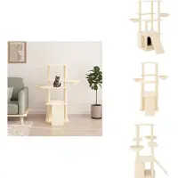 vidaXL Kratzbaum mit Sisal-Kratzsäulen Creme 133 cm - Kratzbäume