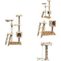 vidaXL Katzen-Kratzbaum Sisal 150 cm Beige mit Pfoten-Aufdruck - Kratzbäume