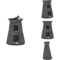 vidaXL 3-tlg. Katzenkorb-Set mit Kissen Grau 47x34x60 cm Natur Weide - Kratzbäume