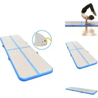 vidaXL Aufblasbare Gymnastikmatte mit Pumpe 400x100x10 cm PVC Blau - Yoga- & Pilatesmatten
