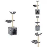 vidaXL Katzen-Kratzbaum mit Sisal-Säulen 105 cm Pfoten-Aufdruck Grau - Kratzbäume