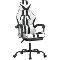 The Living Store Gaming-Stuhl mit Fußstütze Drehbar Weiß & Schwarz Kunstleder