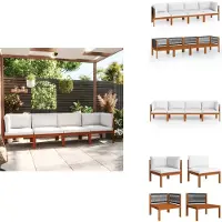 vidaXL 4-Sitzer-Gartensofa mit Kissen Massivholz Akazie - Gartenmöbel-Sets