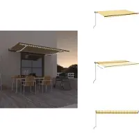 vidaXL Automatische Markise mit LED & Windsensor 500x300 Gelb/Weiß - Markisen