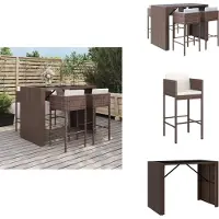 vidaXL 5-tlg. Gartenbar-Set mit Kissen Braun Poly Rattan - Gartenmöbel-Sets