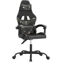 vidaXL Gaming-Stuhl Drehbar Schwarz und Tarnfarben Kunstleder