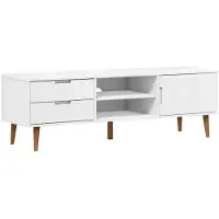 vidaXL TV-Schrank MOLDE Weiß 158x40x49 cm Massivholz Kiefer