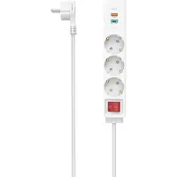 Hama 00223185, 1,4 m, Drinnen, Abgewinkelt, 1,5 mm², Weiß, 3 AC-Ausgänge