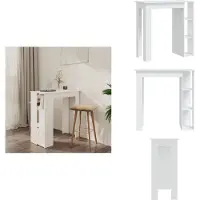 vidaXL Bartisch mit Regal Weiß 102x50x103,5 cm Holzwerkstoff - Esstische