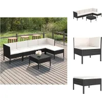 vidaXL 6-tlg. Garten-Lounge-Set mit Auflagen Poly Rattan Schwarz - Gartenmöbel-Sets