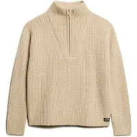 Superdry für Damen. W6110554A Essential beige Pullover mit Reißverschluss (M), Lässig, Polyester