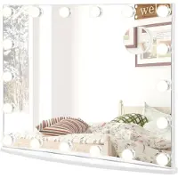 Costway 62,5x51cm Hollywood Spiegel mit Beleuchtung, Kosmetikspiegel mit intelligent Touchscreen und Vergrößerungsspiegel, 3 Lichtfarben und 4 Lichthelligkeiten