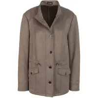 Goldner Jackenblazer "Kurzgröße Blazer in weicher Velourslederoptik", Damen, Gr. 22, beige (taupe), Obermaterial: 100% Polyester PES., normal, Sonstiges, Blazer Jackenblazer, Ohne