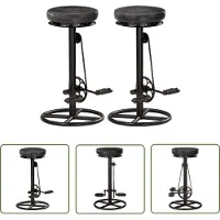 The Living Store Barhocker 2 Stk. Schwarz Echtes Ziegenleder