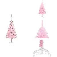 vidaXL Künstlicher Weihnachtsbaum mit Beleuchtung & Kugeln Rosa 120cm - Weihnachtsbäume