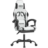 vidaXL Gaming-Stuhl mit Fußstütze Drehbar Weiß & Schwarz Kunstleder