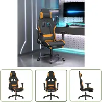 The Living Store Gaming-Stuhl mit Fußstütze Schwarz und Orange Stoff