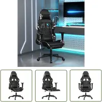 The Living Store Gamingstuhl mit Massage Fußstütze Schwarz Tarnfarben Kunstleder