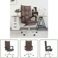 The Living Store Bürostuhl mit Liegefunktion Braun Kunstleder