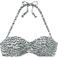 LASCANA Bügel-Bandeau-Bikini-Top "Sansa", Damen, Gr. 42, Cup C, grün (oliv, bedruckt), Recycling-Polyamid, bedruckt, Bikini-Oberteile Bügel-Bandeau-Bikini-Top, mit abnehmbaren Trägern