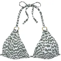 LASCANA Triangel-Bikini-Top "Sansa", Damen, Gr. 36, Cup C/D, grün (oliv, bedruckt), Recycling-Polyamid, bedruckt, Bikini-Oberteile Triangel-Bikini-Top, mit goldfarbenen Zierringen