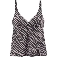 LASCANA Bügel-Tankini-Top "Kaa", Damen, Gr. 40, Cup D, schwarz (schwarz, bedruckt), Recycling-Polyamid, Bikini-Oberteile Bügel-Tankini-Top, mit Animal-Design