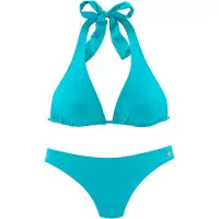LASCANA Triangel-Bikini , Damen, Gr. 42, Cup C/D, blau (türkis), Microfaser, Recycling-Polyamid, unifarben, Bikini-Sets Triangel-Bikini, Multiway, in 5 Tragevarianten