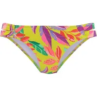 s.Oliver Bikini-Hose "Mallorca", Damen, Gr. 40, N-Gr, gelb (gelb, bedruckt), Microfaser, Recycling-Polyamid, bedruckt, Badehosen Bikini-Hose, mit gerafften Seitenbändern