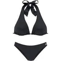 LASCANA Triangel-Bikini , Damen, Gr. 38, Cup C/D, schwarz, Microfaser, Recycling-Polyamid, unifarben, Bikini-Sets Triangel-Bikini, Multiway, in 5 Tragevarianten