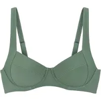 LASCANA Bügel-Bikini-Top "Lolo", Damen, Gr. 36, Cup G, grün (oliv), Elasthan, Recycling-Polyamid, unifarben, Bikini-Oberteile Bügel-Bikini-Top, in modischer Schnittform