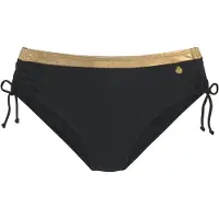 LASCANA Bikini-Hose "Elodie", Damen, Gr. 42, N-Gr, gold (schwarz, goldfarben), Recycling-Polyamid, unifarben mit Farbeinsatz, Badehosen Bikini-Hose, mit trendigem Materialeinsatz