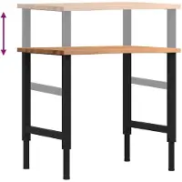 vidaXL Werkbank Hellbraun 80x60x(71,5-98) cm Massivholz Eiche