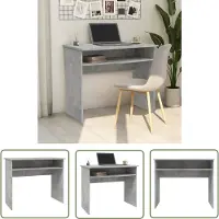The Living Store Schreibtisch Betongrau 90x50x74 cm Holzwerkstoff