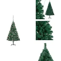 vidaXL Künstlicher Weihnachtsbaum mit Beleuchtung & Kugeln Grün 180 cm - Weihnachtsbäume