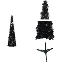 vidaXL Künstlicher Pop-Up-Weihnachtsbaum Schwarz 180 cm PET - Weihnachtsbäume