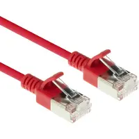 ACT Rotes 10 Meter langes LSZH-U/FTP-Cat6a-Datencenter-Slimline-Patch-Kabel mit RJ45-Anschlüssen und Knickschutz, 10 m, Cat6a, U/FTP (STP), RJ-45, RJ-45, Rot