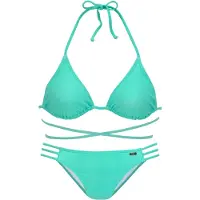 Buffalo Triangel-Bikini , Damen, Gr. 36, Cup C/D, grün (mint), Recycling-Polyamid, unifarben, Bikini-Sets Triangel-Bikini, mit modischen Bindebändern
