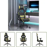 The Living Store Gaming-Stuhl mit Fußstütze Schwarz und Hellgrün Stoff