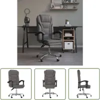The Living Store Bürostuhl mit Liegefunktion Grau Kunstleder