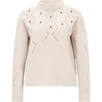 Betty Barclay Strickpullover "Strickpullover mit Schmucksteinen", Damen, Gr. 42, beige, Obermaterial: 100% Polyester PES., Pullover Strickpullover