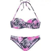 Buffalo Bügel-Bandeau-Bikini , Damen, Gr. 42, Cup C, blau (marine, pink), Obermaterial: 82% Polyamid, 18% Elasthan. Futter: 100% Polyester, Bikini-Sets Bügel-Bandeau-Bikini, im Mustermix, Topseller