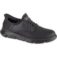 SKECHERS SLIP-INS Herren sportliche Slipper GERVIN Schwarz Leder SynthetikGröße:421/2