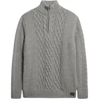 Superdry für Herren. M6110639A Geflochtener Strickpullover mit halbem Reißverschluss Jacob grau (XL), Lässig, Acryl, Nachhaltig