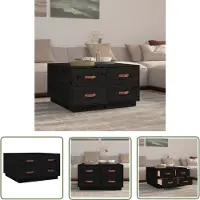The Living Store Couchtisch Schwarz 80x80x45 cm Massivholz Kiefer