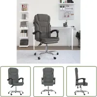 The Living Store Bürostuhl mit Liegefunktion Dunkelgrau Stoff